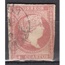 Matasellos y marcas de 4 cuartos Fechador 1856 Edifil 48 Rueda (Valladolid) Tipo I