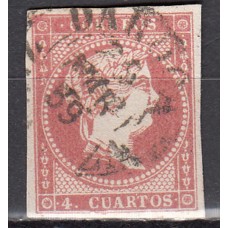 Matasellos y marcas de 4 cuartos Fechador 1856 Edifil 48 Daroca (Zaragoza) Tipo I