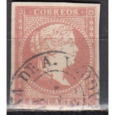 Matasellos y marcas de 4 cuartos Fechador 1856 Edifil 48 Tarazona de A. (Zaragoaa) Tipo I