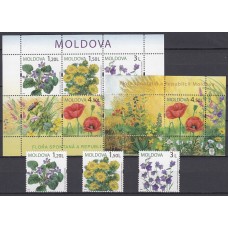 Moldavia - Correo Yvert 570/72 + Hoja 48/49 ** Mnh Flores