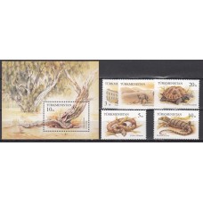 Turkmenistan Correo Yvert 50/54 + Hoja 4 ** Mnh Fauna