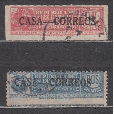 Ecuador Correo 1924 Yvert 230/31 usado Sellos Fiscales Tabacos