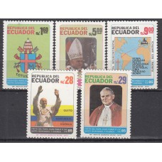 Ecuador Correo 1985 Yvert 1065/69 ** Mnh Visita del Papa Juan Pablo II