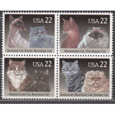 Estados Unidos Correo 1988 Yvert 1800/3 ** Mnh Fauna - Gatos