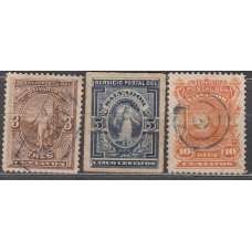 Salvador Correo 1879 Yvert 14/16 usado  nº 15 doblez