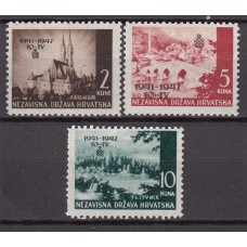 Croacia Correo 1942 Yvert 54/56 * Mh