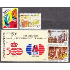 Dominicana Correo 1986 Yvert 1000/3+H,37 ** Mnh 500 Aniversario descubrimiento de America - Barcos