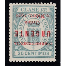 Locales Patrióticos Burgos 1936 Edifil 51hi ** Mnh  Sobrecarga invertida roja