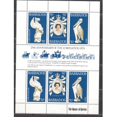 Barbados Correo 1978 Yvert 449/51 ** Mnh en Hoja de 2 series 25 Aniversario Coronación Isabel II