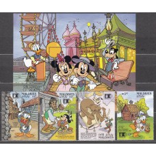 Maldives Correo Yvert 1471/74+H,218 ** Mnh Walt Disney