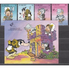 San Vicente Correo Yvert 1452/56+H,156 ** Mnh Walt Disney