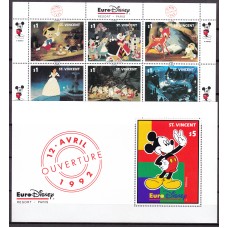 San Vicente Correo Yvert 1555/60+H,181 ** Mnh Walt Disney