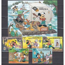 Dominica - Correo 1985 Yvert 873/7+H.103 ** Mnh  Walt Disney