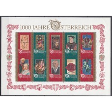 Austria - Correo 1996 Yvert 2024/33 en hoja ** Mnh Personajes