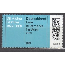 Alemania Federal Correo 2022 Yvert 3469a ** Mnh OTL Aicher, 100 Aniversario