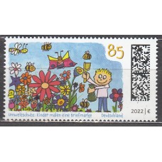 Alemania Federal Correo 2022 Yvert 3479 ** Mnh Los Niños pintan un Sello protección Ambiental