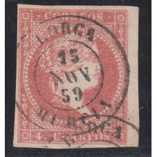 Matasellos y marcas de 4 cuartos Fechador 1856 Edifil 48 Lorca (Murcia)