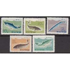 Corea del Norte Correo 1966 Yvert 670/74 ** Mnh Fauna - Peces