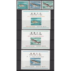 Corea del Sur Correo 1966 Yvert 417/19+Hoja 109/11 ** Mnh Fauna - Peces