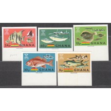 Ghana Correo 1966 Yvert 240/44 sin dentar ** Mnh Fauna - Peces