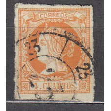 Matasellos y marcas de 4 cuartos Rueda de Carreta 1860 Edifil 52 nº 23 Castellon