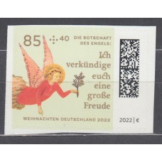 Alemania Federal Correo 2022 Yvert 3507A ** Mnh Mensaje del Angel Adhesivo de carnet