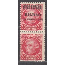 Locales Patrióticos Bilbao 1937 Edifil 8hpv ** Mnh Pareja Vertical un sello sin sobrecarga