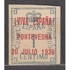 Locales Patrióticos Pontevedra 1936 Edifil 1hcc * Mh Sobrecarga Roja