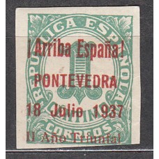 Locales Patrióticos Pontevedra 1937 Edifil 20hcc ** Mnh Sobrecarga Roja