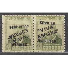 Locales Patrióticos Sevilla 1936 Edifil 12hphi ** Mnh Pareja horizontal un sello Sobrecarga Invertida