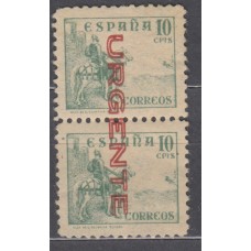 Locales Patrióticos Zaragoza 1937 Edifil 57hx * Mh Pareja Vertical con Sobrecarga Vertical de arriba hacia abajo