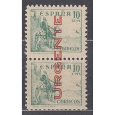 Locales Patrióticos Zaragoza 1937 Edifil 57hxa ** Mnh Pareja Vertical con sobrecarga vertical de abajo hacia arriba