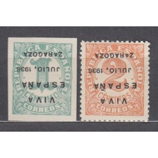 Locales Patrióticos Zaragoza 1937 Edifil 16hi/17hi ** Mnh Sobrecarga Invertida