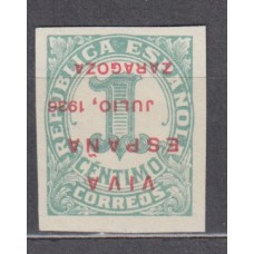 Locales Patrióticos Zaragoza 1937 Edifil 16hcc ** Mnh Sobrecarga Invertida