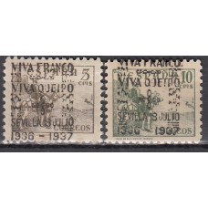 Locales Patrióticos Sevilla 1937 Edifil 74hx/75hx ** Mnh Sobrecarga horizontal de arriba hacia abajo