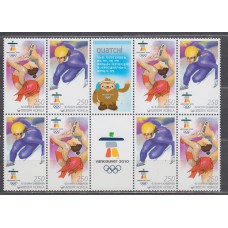 Corea del Sur Correo 2010 Yvert 2534/35 ** Mnh en Mini Hojita de 4 series + viñetas - Deportes - Olimpiada de Invierno Vancouver