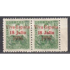 Locales Patriótios Santa Cruz de Tenerife 1937 Edifil 41a ** Mnh Pareja con 1 sello J de Julio más corta