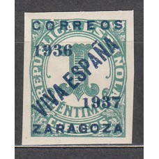 Locales Patrióticos Zaragoza 1937 Edifil 26hcc ** Mnh Sobrecarga Azul