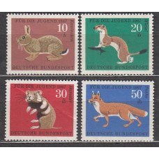 Alemania Federal Correo 1967 Yvert 387/90 ** Mnh con doblez en 1 sello - Fauna