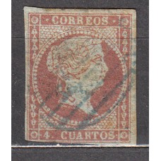 España Clásicos 1855 Edifil 40 Usado - Matasello parrilla azul