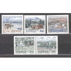 Suecia - Correo 1990 Yvert 1566/70 ** Mnh Parques Nacionales - Fauna - Barcos