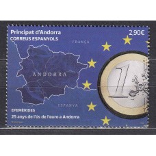 Andorra Española Correo 2024 Edifil 559 ** Mnh 25 Años del Euro en Andorra