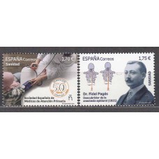 España II Centenario Correo 2024 Edifil 5724/25 ** Mnh 50 Aniversario de Semergen y Dr Fidel Pages- Anestesia Epidural