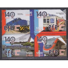 Chile Correo 2024 Yvert 2212/15 ** Mnh Trenes 4 valores