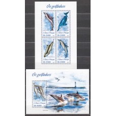 Santo Tomas y Principe Correo Yvert 4092/95+Hoja 635 ** Mnh Fauna Marina - Delfines