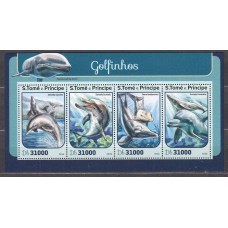 Santo Tomas y Principe Correo Yvert 5463/66 ** Mnh Fauna Marina - Delfines