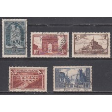 Francia - Correo 1929 Yvert 258/62 usado   Monumentos