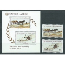 Naciones Unidas - Nueva York Correo 1985 Yvert 438/9+H,8 ** Mnh