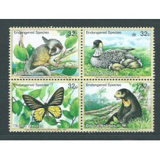 Naciones Unidas - Nueva York Correo 1998 Yvert 754/7 ** Mnh Fauna