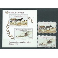 Naciones Unidas - Ginebra Correo 1985 Yvert 133/4+H,3 ** Mnh